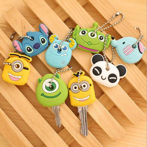 1pcs key cover cap cartoon cute pattern key protection silicone key ring ladies key cap new exotic gift W0044