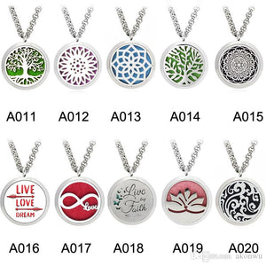 20 Styles Premium Aromatherapy Essential Oil Diffuser Necklace Locket Pendant, 316L Stainless Steel Jewelry with 24&quot; Chain and 6 Pads