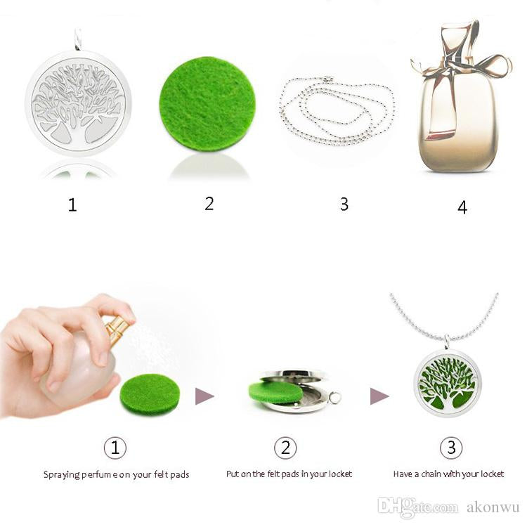 20 Styles Premium Aromatherapy Essential Oil Diffuser Necklace Locket Pendant, 316L Stainless Steel Jewelry with 24&quot; Chain and 6 Pads