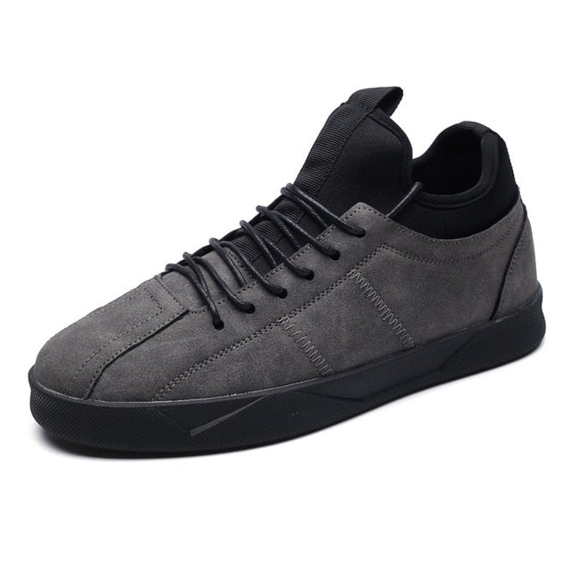 2018 Men's Leather Casual Shoes Suede  Men Loafers Luxury Brand Lace Up Male Shoes Sneakers