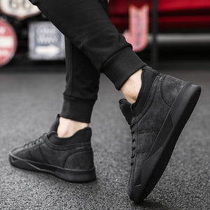 2018 Men's Leather Casual Shoes Suede  Men Loafers Luxury Brand Lace Up Male Shoes Sneakers