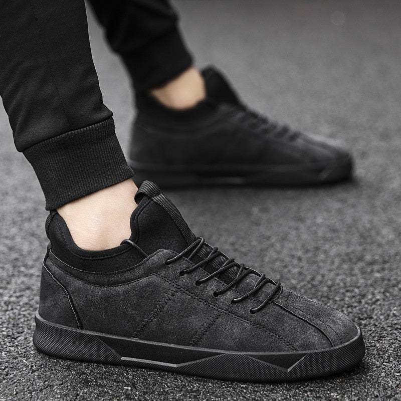2018 Men's Leather Casual Shoes Suede  Men Loafers Luxury Brand Lace Up Male Shoes Sneakers