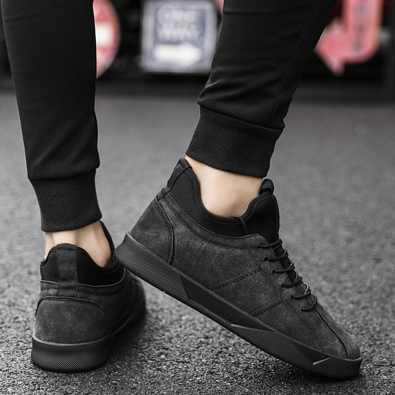 2018 Men's Leather Casual Shoes Suede  Men Loafers Luxury Brand Lace Up Male Shoes Sneakers