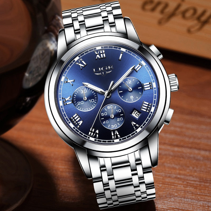 2018 New Watches Men Luxury Brand LIGE Chronograph Men Sports Watches Waterproof Full Steel Quartz Men's Watch Relogio Masculino