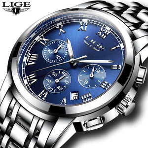 2018 New Watches Men Luxury Brand LIGE Chronograph Men Sports Watches Waterproof Full Steel Quartz Men's Watch Relogio Masculino