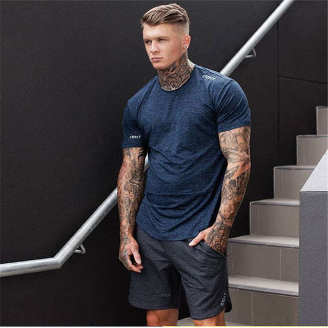 2018 Summer New Fashion Men&#39;s Gyms T Shirt Muscle Fitness Work Out Crossfit Sporting T Shirt Men Bodybuilding Tees Tops