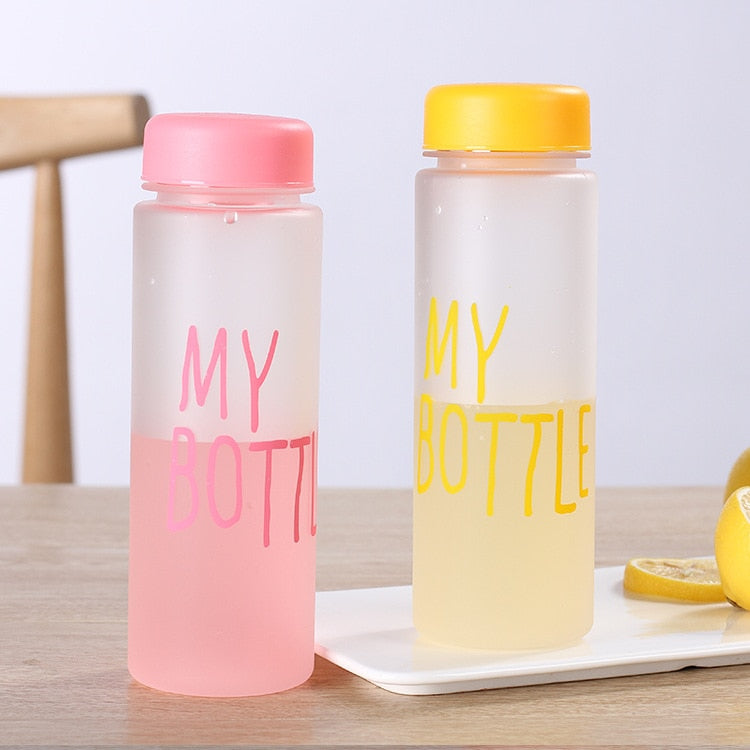 500ml Plastic Water Bottles Map Leak-proof Outdoor Sport Portable Girl Tea Juice Drinking Bottle Without cloth insulated cover
