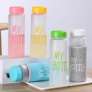 500ml Plastic Water Bottles Map Leak-proof Outdoor Sport Portable Girl Tea Juice Drinking Bottle Without cloth insulated cover