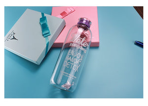 600ml 1000ml Creative Glass Bottle Student Portable Large-capacity Lovely Transparent  Portable Sport Drink Water Bottle