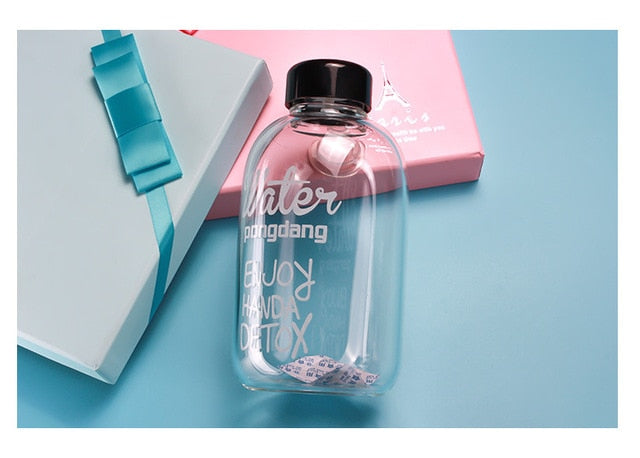 600ml 1000ml Creative Glass Bottle Student Portable Large-capacity Lovely Transparent  Portable Sport Drink Water Bottle