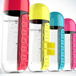 600ml Sports Water Bottle Bpa Free Tritan Plastic Garrafa Convenient With Daily Pill Box Organizer Drinking Tour Hiking Cup