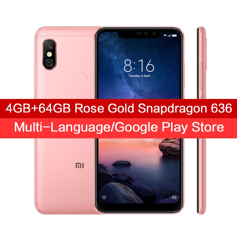 Free tax! Global Version Xiaomi Redmi Note 6 Pro 4GB 64GB 20MP Front Camera Snapdragon 636 6.26 Inch Notch Full Screen Cellphone