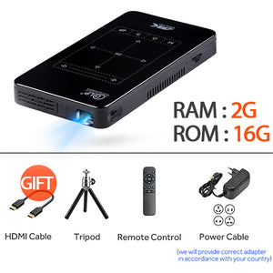 AUN MINI Projector D7. (Memory 2G+16G Optional) Built-in Android WIFI,4,000mAH Battery,HDMI. Portable Projector support 4K,1080P