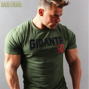 Brand Mens muscle T shirt bodybuilding fitness men tops cotton singlets Plus Big size TShirt  Short Sleeve Tshirt