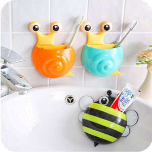 Creative Bathroom Products Sets Cartoon Ladybug Snails Toothbrush Toothpaste Holder Wall Sucker Suction Hook Tooth Brush Holder