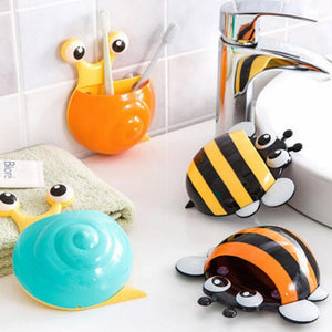 Creative Bathroom Products Sets Cartoon Ladybug Snails Toothbrush Toothpaste Holder Wall Sucker Suction Hook Tooth Brush Holder