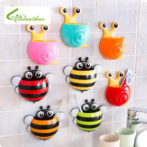 Creative Bathroom Products Sets Cartoon Ladybug Snails Toothbrush Toothpaste Holder Wall Sucker Suction Hook Tooth Brush Holder