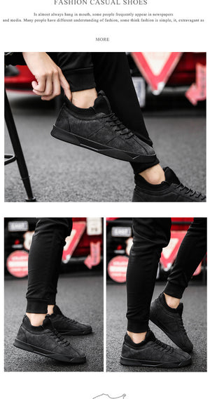 2018 Men's Leather Casual Shoes Suede  Men Loafers Luxury Brand Lace Up Male Shoes Sneakers