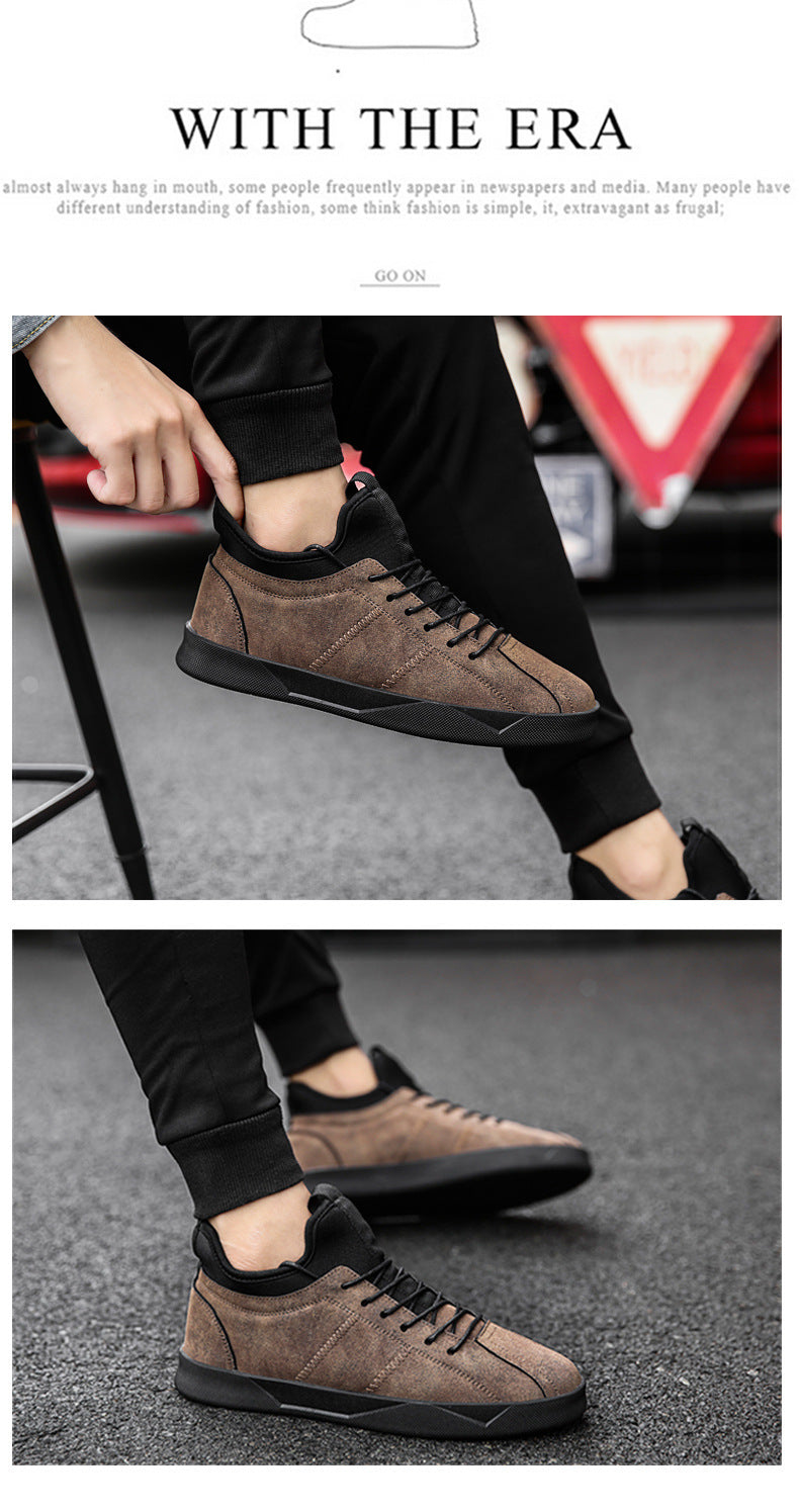 2018 Men's Leather Casual Shoes Suede  Men Loafers Luxury Brand Lace Up Male Shoes Sneakers