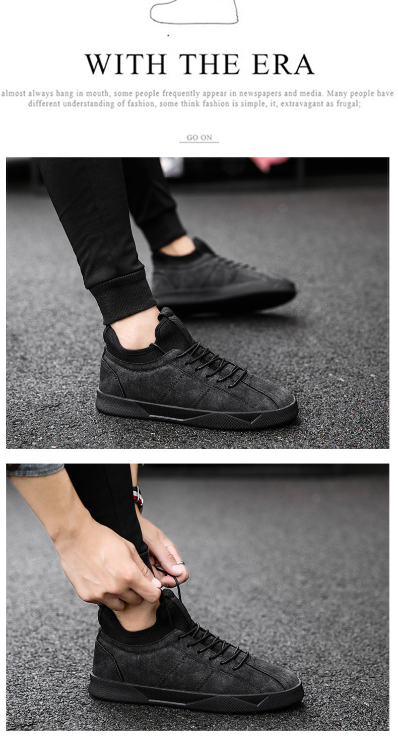 2018 Men's Leather Casual Shoes Suede  Men Loafers Luxury Brand Lace Up Male Shoes Sneakers