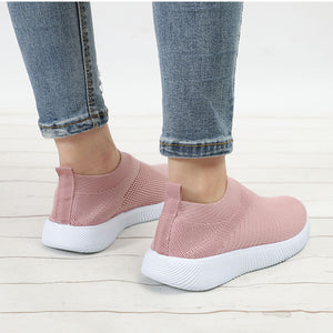 Women Knitting Slip On Autumn Flat Loafers Lady Plus Size Comfort Breathable Mesh Sneaker Walking Shoes Female Fashion Footwear