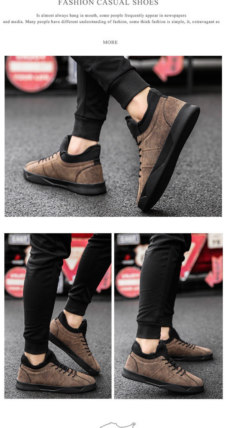 2018 Men's Leather Casual Shoes Suede  Men Loafers Luxury Brand Lace Up Male Shoes Sneakers