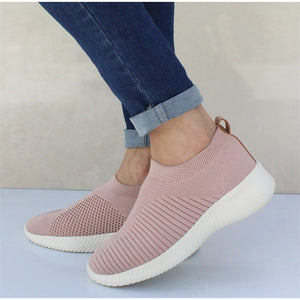 Women Knitting Slip On Autumn Flat Loafers Lady Plus Size Comfort Breathable Mesh Sneaker Walking Shoes Female Fashion Footwear