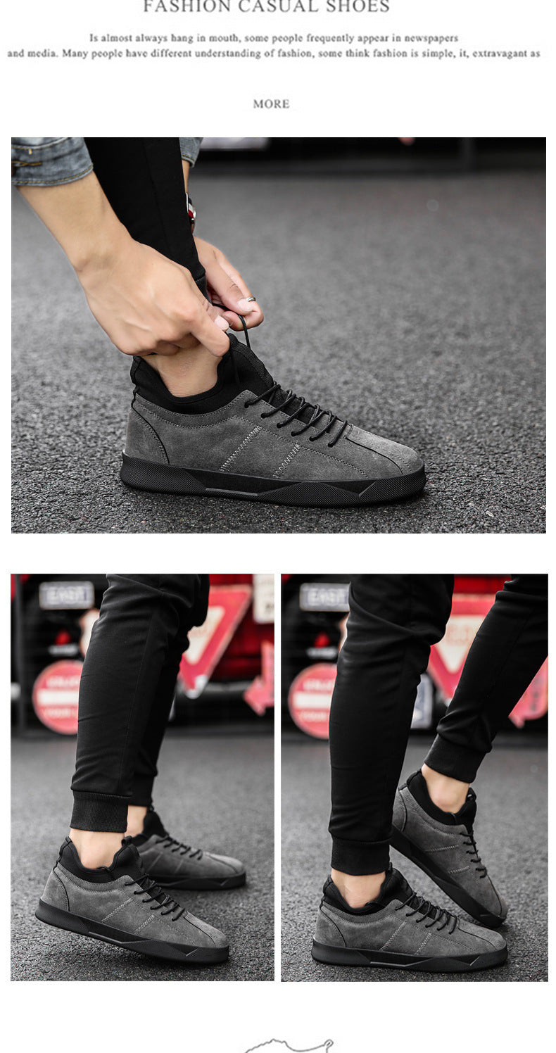 2018 Men's Leather Casual Shoes Suede  Men Loafers Luxury Brand Lace Up Male Shoes Sneakers