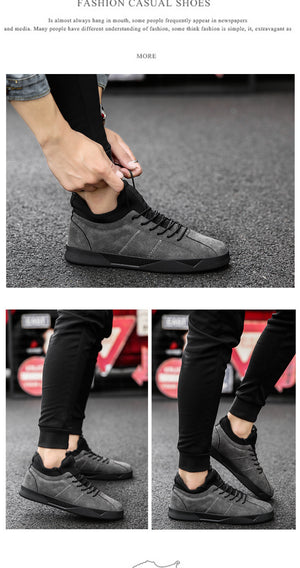 2018 Men's Leather Casual Shoes Suede  Men Loafers Luxury Brand Lace Up Male Shoes Sneakers