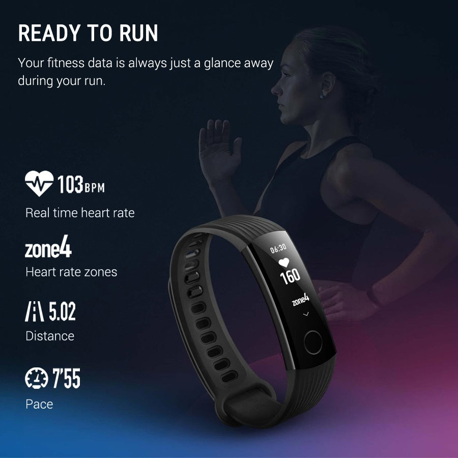 Huawei Honor Band 3 Smart Band Real-time Heart Rate Monitoring 50 meters Waterproof for Swimming Fitness Tracker for Android iOS