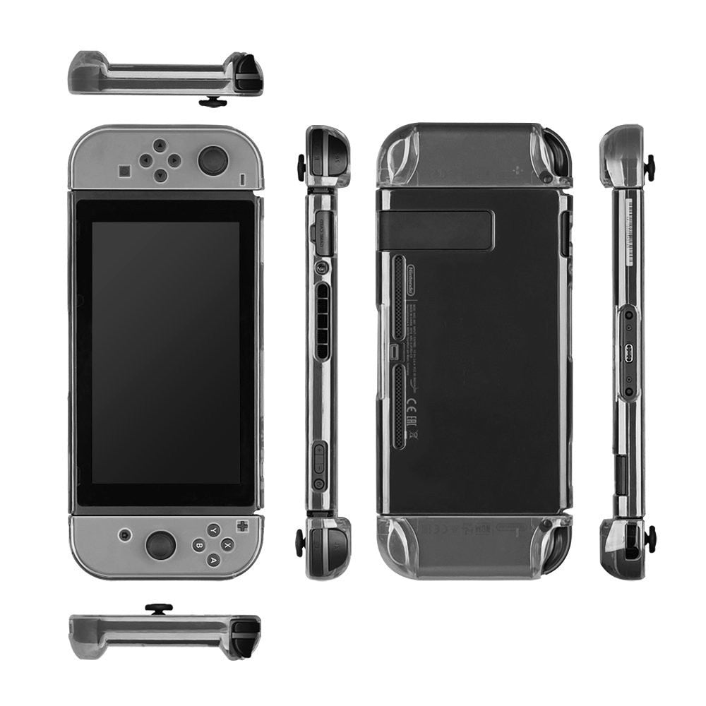 IVYUEEN for Nintend Switch NS Console for Joy-Con Crystal Clear Hard Back Shell Cover 9H Tempered Glass Screen Protector Film