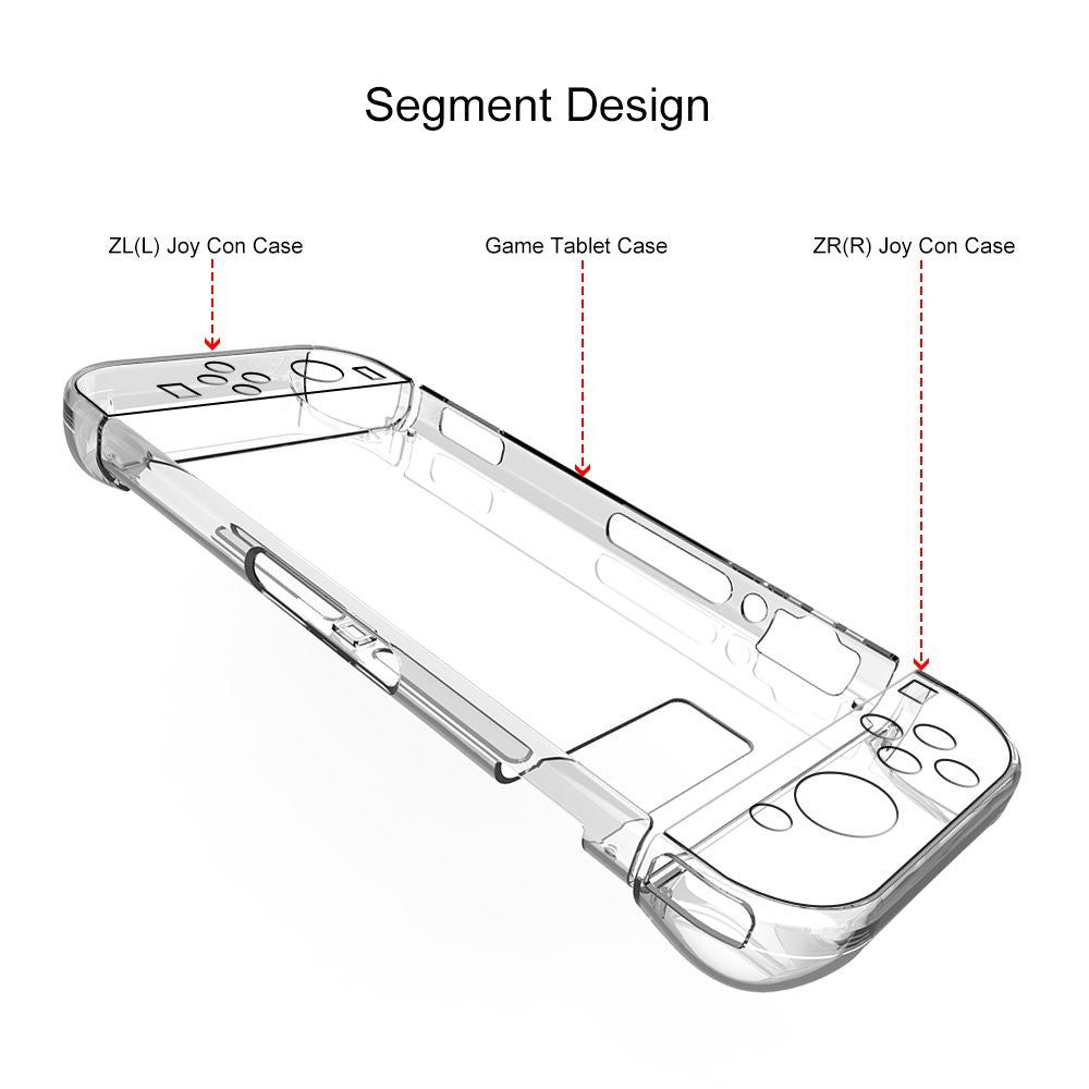 IVYUEEN for Nintend Switch NS Console for Joy-Con Crystal Clear Hard Back Shell Cover 9H Tempered Glass Screen Protector Film
