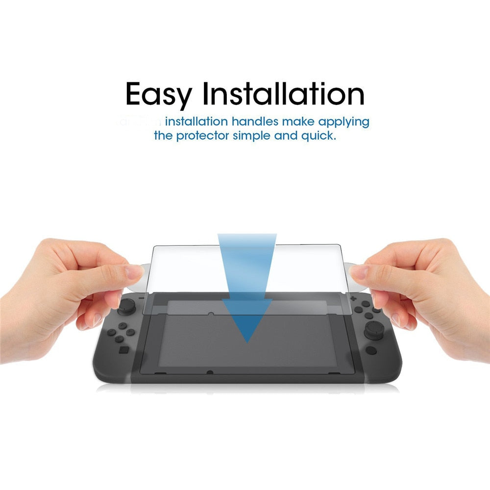 IVYUEEN for Nintend Switch NS Console for Joy-Con Crystal Clear Hard Back Shell Cover 9H Tempered Glass Screen Protector Film