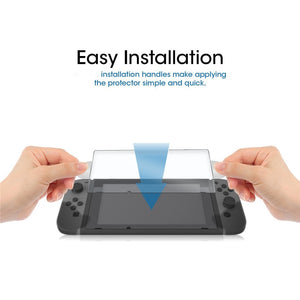 IVYUEEN for Nintend Switch NS Console for Joy-Con Crystal Clear Hard Back Shell Cover 9H Tempered Glass Screen Protector Film