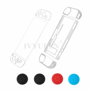 IVYUEEN for Nintend Switch NS Console for Joy-Con Crystal Clear Hard Back Shell Cover 9H Tempered Glass Screen Protector Film