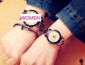 KEVIN New Design Women Watches Fashion Black Round Dial Stainless Steel Band Quartz Wrist Watch Mens Gifts relogios feminino