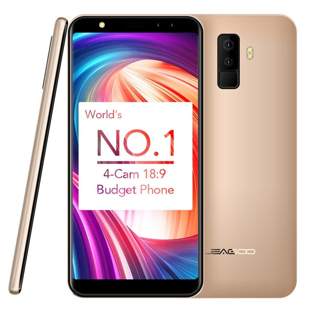 LEAGOO M9 2GB+16GB Four Cameras Smartphone Fingerprint ID 5.5 inch MTK6580A Quad Core Android 7.0 Dual SIM WCDMA 3G Mobile Phone