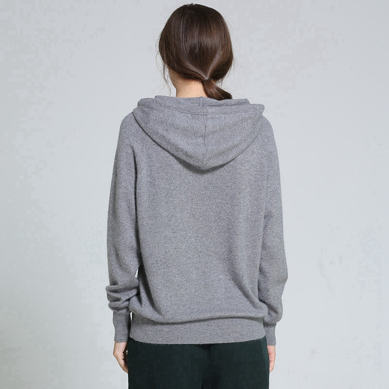 LHZSYY 2018 Autumn winter New women&#39;s Cashmere Sweater loose Hooded Sweater solid color high-quality soft pullover fashion shirt