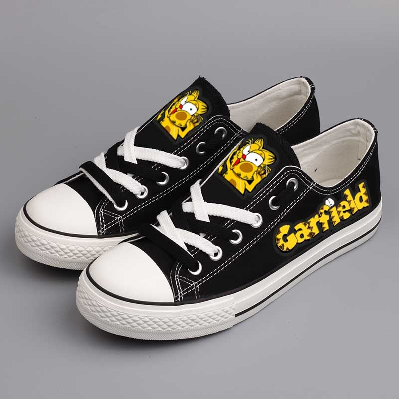 Lace-up Students Street Walking Shoes Graffiti Cartoon Cat Print Boys Canvas Shoes Outdoor Tenis Espadrilles Zapatos Hombre