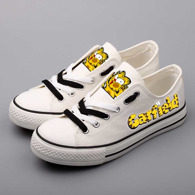 Lace-up Students Street Walking Shoes Graffiti Cartoon Cat Print Boys Canvas Shoes Outdoor Tenis Espadrilles Zapatos Hombre