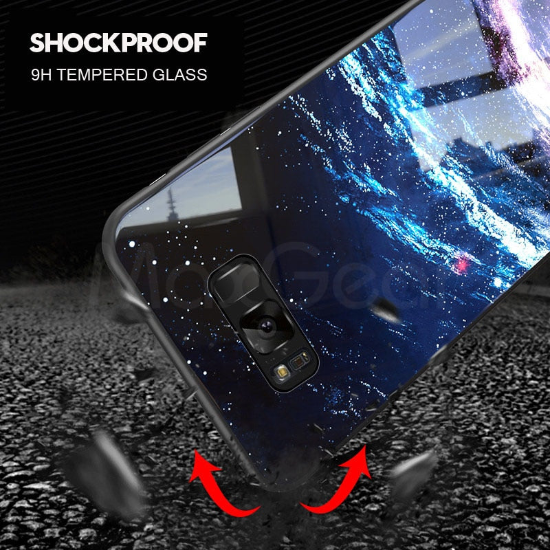 MaxGear For Samsung Galaxy S8 S9 Plus Back Cover Case Star Tempered Glass Phone Cases for Galaxy S9 + Case Coque Capa Fundas