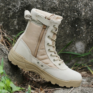 Men Tactical Military Army Boots Breathable Leather Mesh High Top Casual Desert Work Shoes Mens SWAT Ankle Combat Boothj89