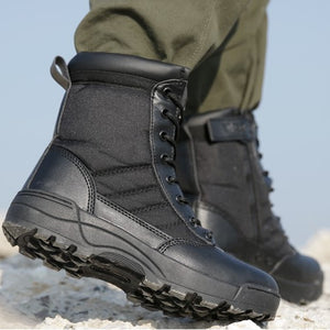 Men Tactical Military Army Boots Breathable Leather Mesh High Top Casual Desert Work Shoes Mens SWAT Ankle Combat Boothj89