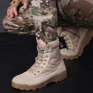 Men Tactical Military Army Boots Breathable Leather Mesh High Top Casual Desert Work Shoes Mens SWAT Ankle Combat Boothj89