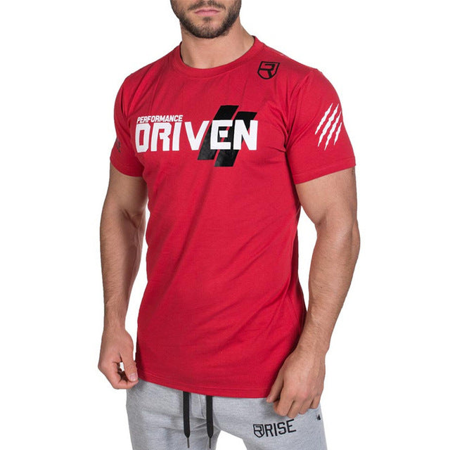 Men printed RISE T-shirt Fashion Casual Tops Muscle male clothes cotton Slim fit Tees personality clothing Short sleeves shirts