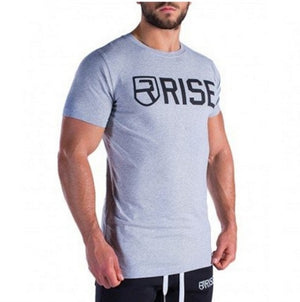 Men printed RISE T-shirt Fashion Casual Tops Muscle male clothes cotton Slim fit Tees personality clothing Short sleeves shirts