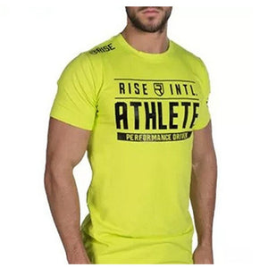 Men printed RISE T-shirt Fashion Casual Tops Muscle male clothes cotton Slim fit Tees personality clothing Short sleeves shirts