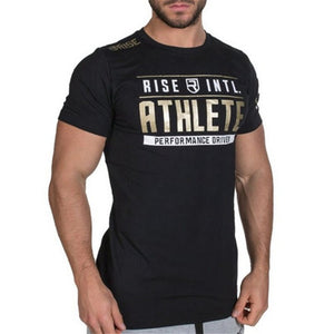 Men printed RISE T-shirt Fashion Casual Tops Muscle male clothes cotton Slim fit Tees personality clothing Short sleeves shirts