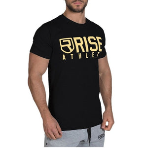 Men printed RISE T-shirt Fashion Casual Tops Muscle male clothes cotton Slim fit Tees personality clothing Short sleeves shirts