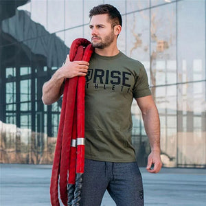 Men printed RISE T-shirt Fashion Casual Tops Muscle male clothes cotton Slim fit Tees personality clothing Short sleeves shirts